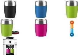 emsa Isolierbecher TRAVEL CUP, 0,20 L., Manschette schwarz hochwertiger Edelstahl, Silikon-Ummantelung,