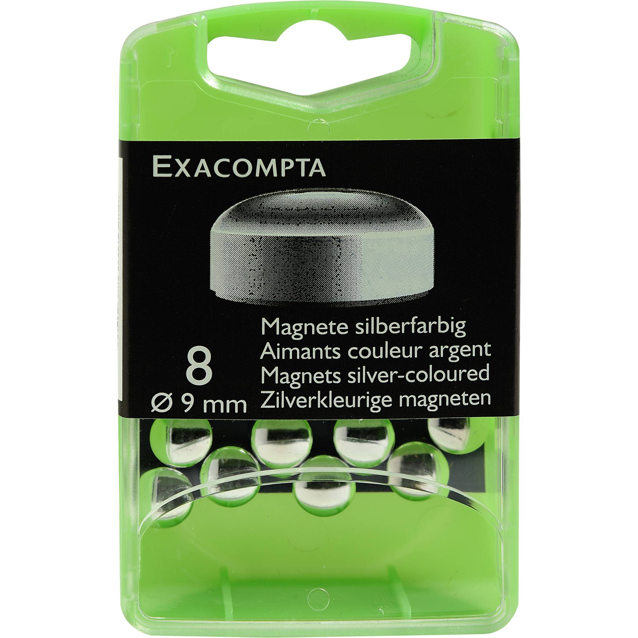 Exacompta Packung 8 Magneten F9, 9mm Durchmesser - Silber - 10913E
