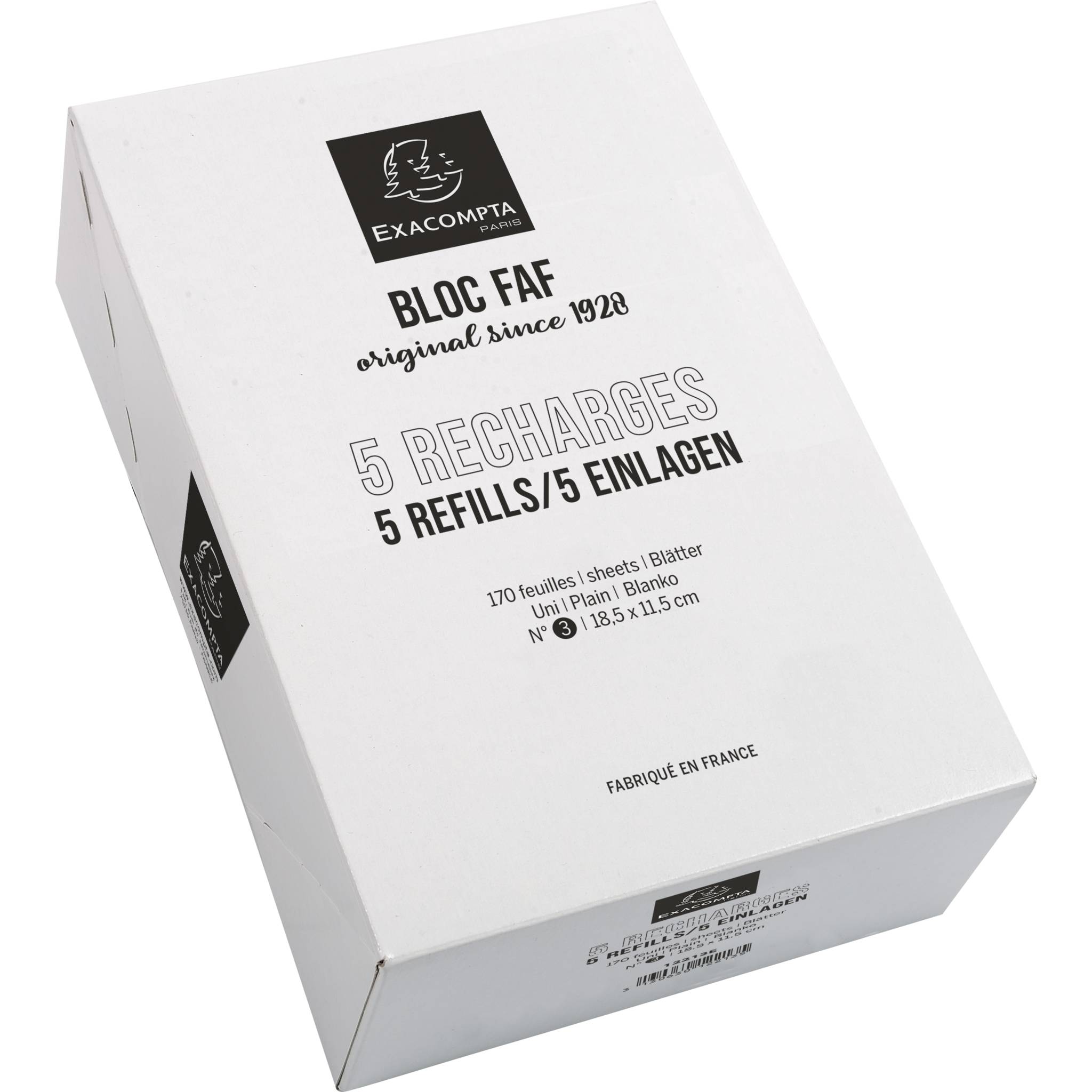Exacompta Schachtel mit 5 Einlagen für Block FAF blanko, 18,5x11,5cm - 12213E