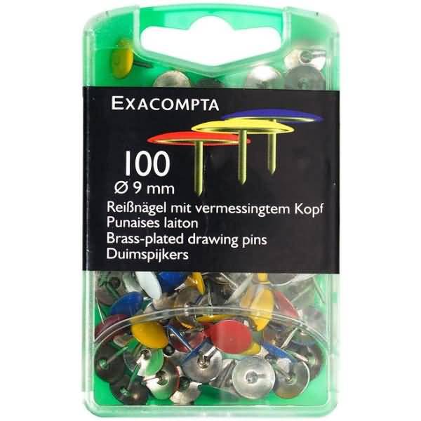 Reißnägel 9mm Messing VE=100 Stück farbig sortiert