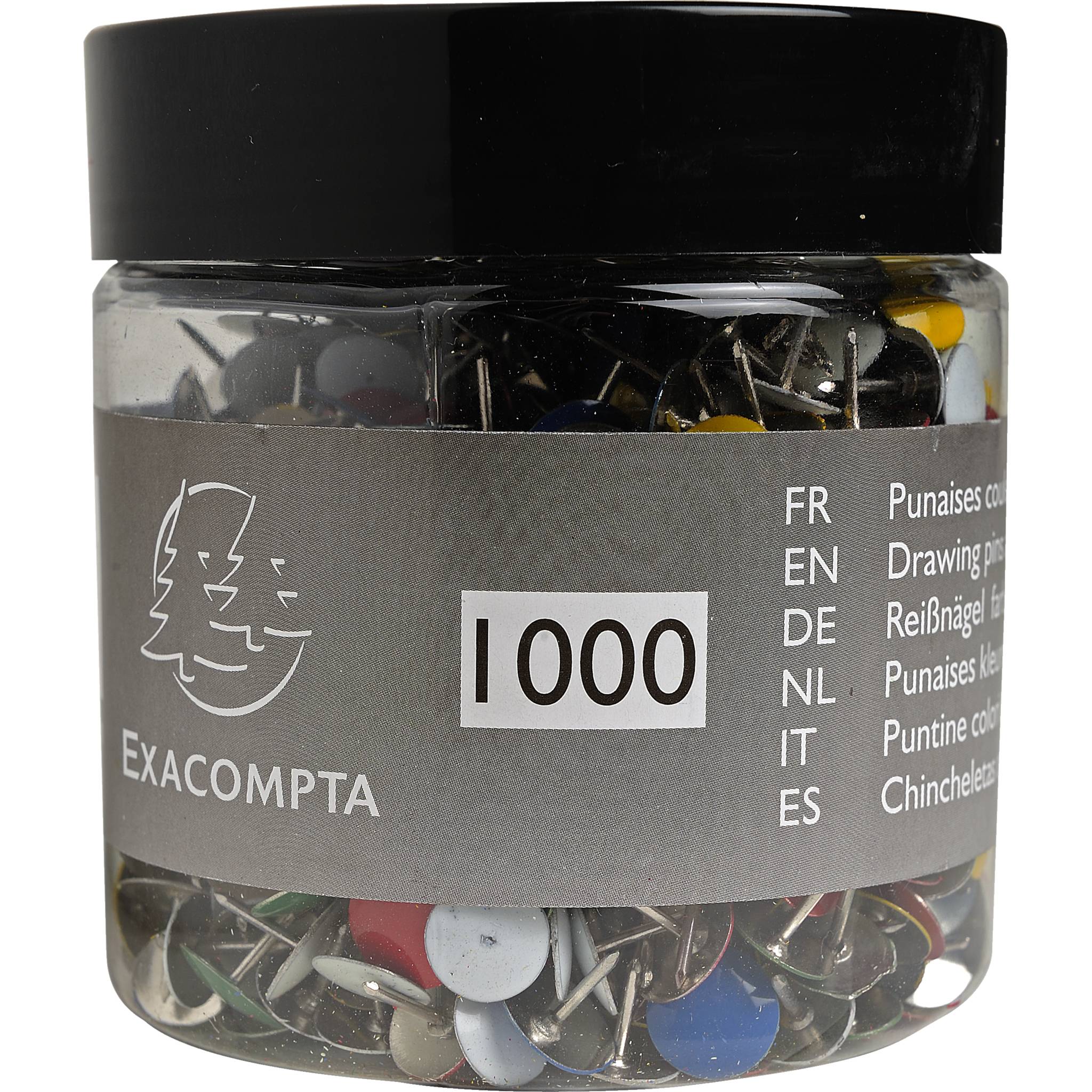 Exacompta Blisterbox 1000x Reißnägeln Kopf Messing Ø9mm 9mm sortiert 14767E