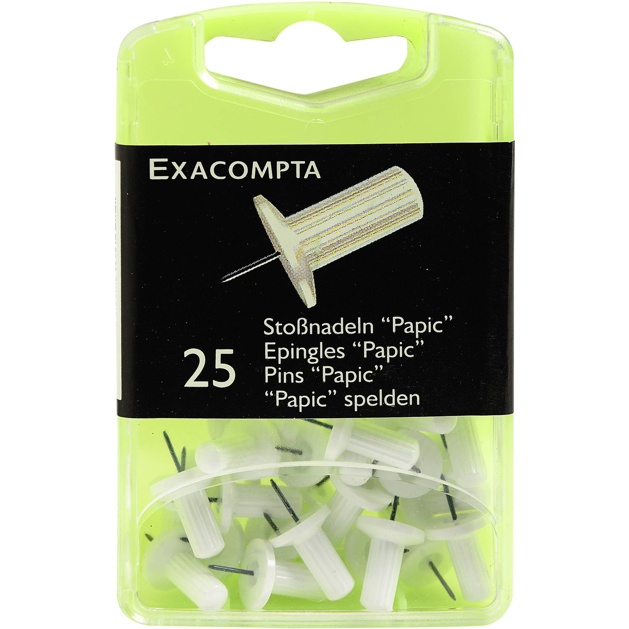 Exacompta Blisterbox +25 Stück Pinnwandnadeln Papic Ø10mm Spitze 7mm Weiß 14900E