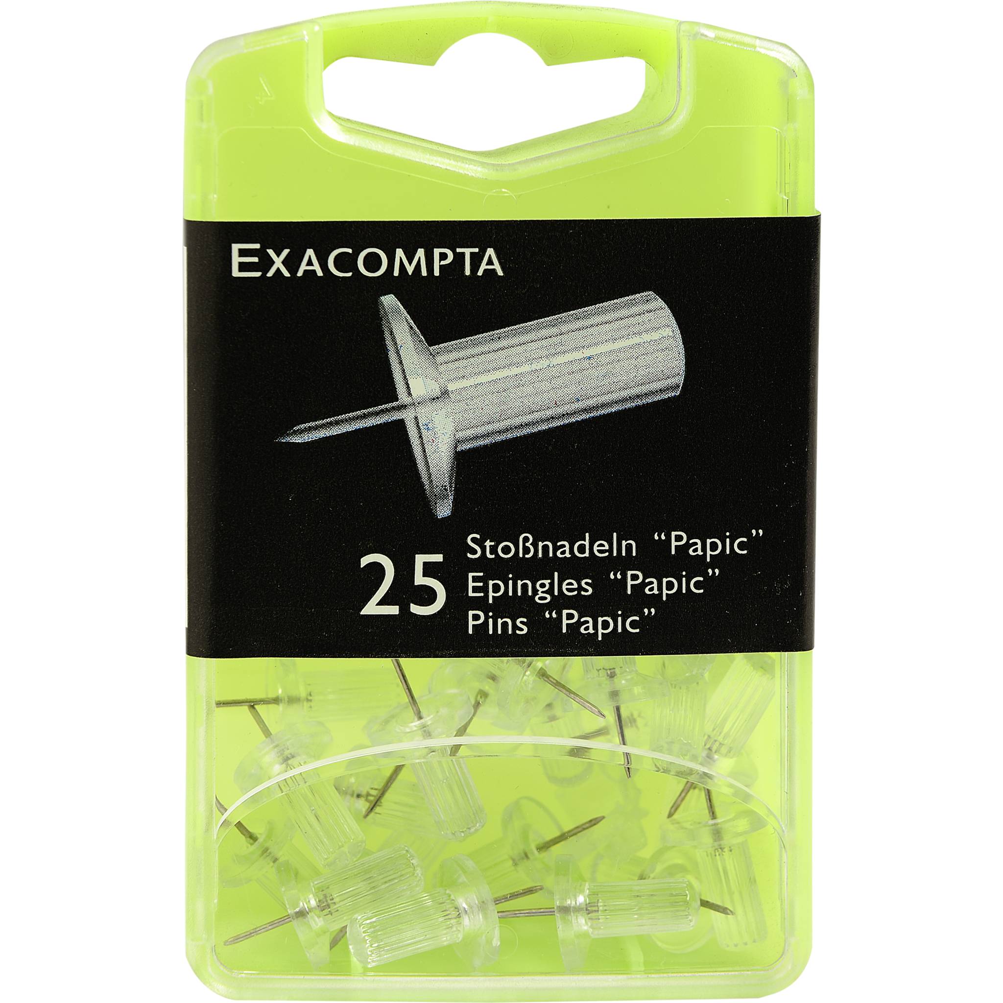Exacompta Blisterbox 25x Pinnwandnadeln Papic Ø10mm 7mm transparent 14912E