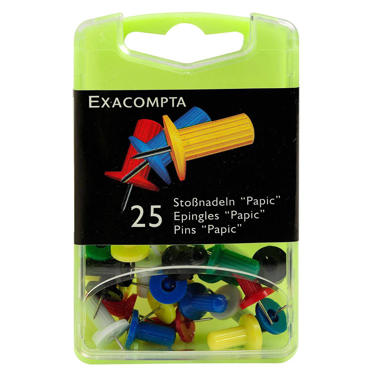 Exacompta Blisterbox 25x Pinnwandnadeln Papic Ø10mm Spitze 7mm sortiert 14920E