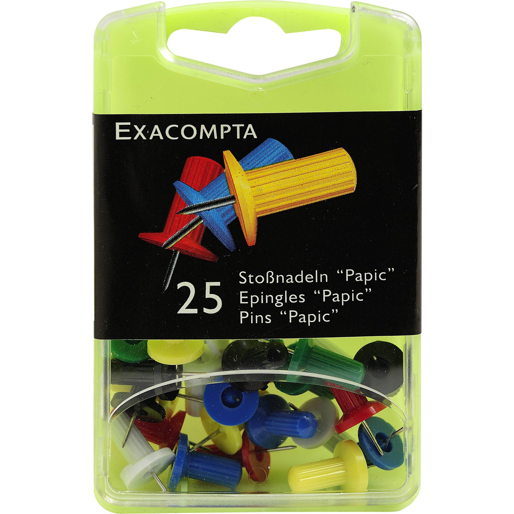 Exacompta Blisterbox 25x Pinnwandnadeln Papic Ø10mm Spitze 7mm sortiert 14920E