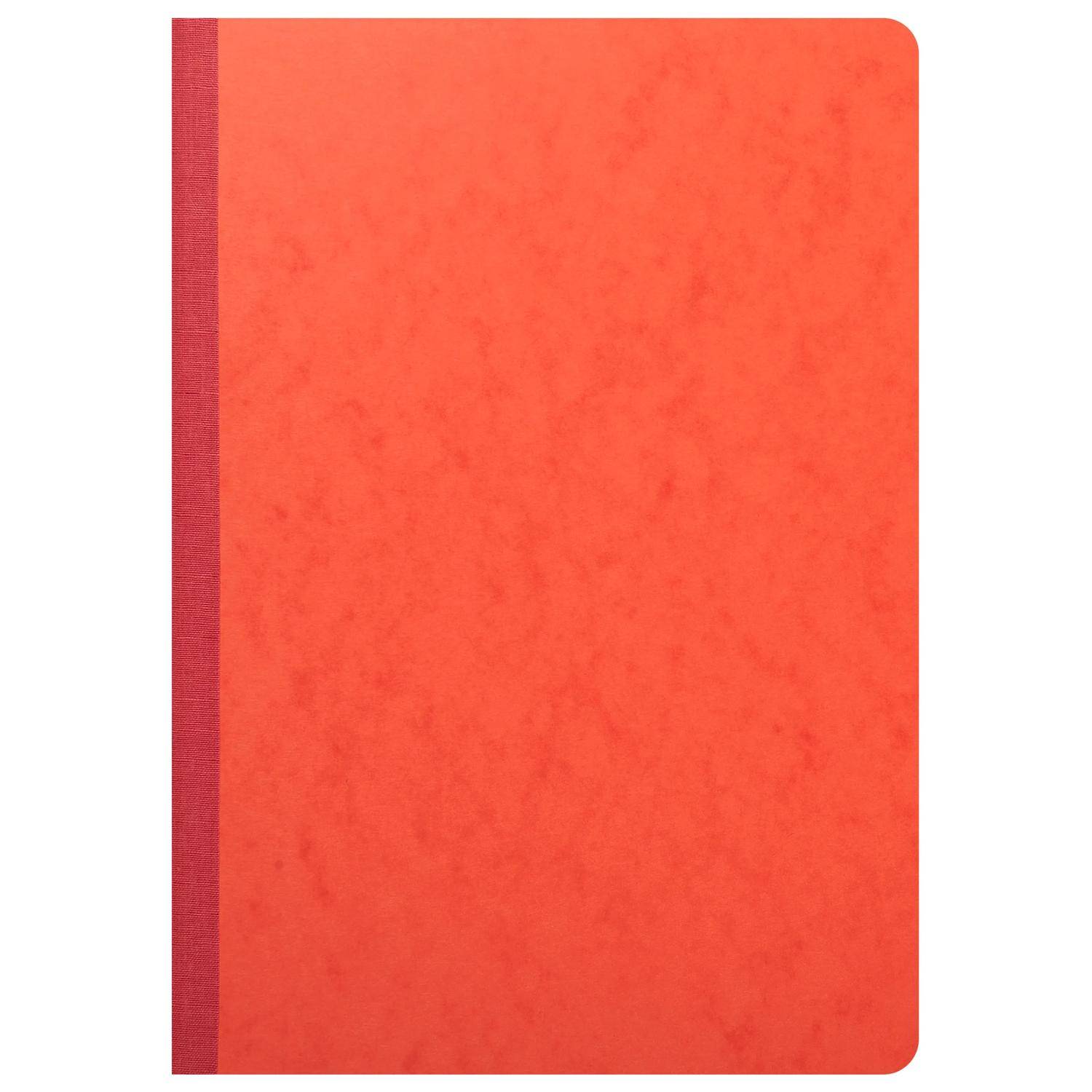 Ein einfaches rotes Notizbuch oder Tagebuch mit einem dunkelroten Rücken und abgerundeten Ecken, geschlossen auf weißem Hintergrund gezeigt.