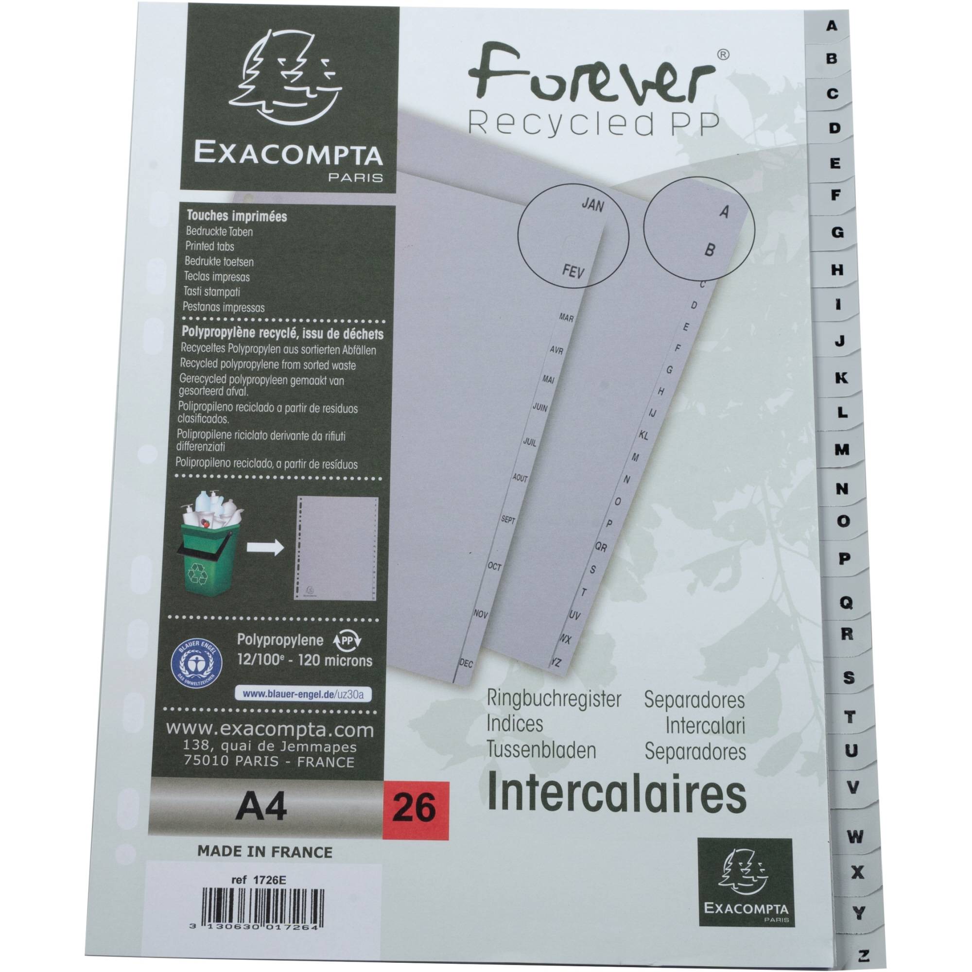 Exacompta Register 1726E A4 PP A-Z grau
