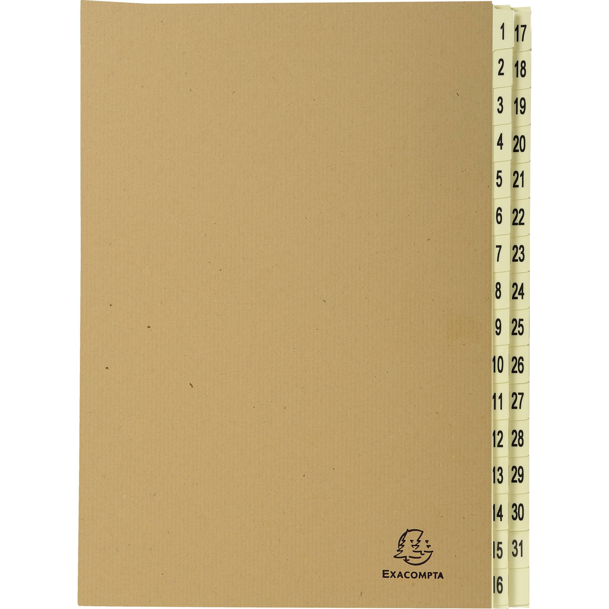 Exacompta Ordnungsmappe mit 31 Fächern von 1-31 Kraft, A4, Kraft braun, 22219E