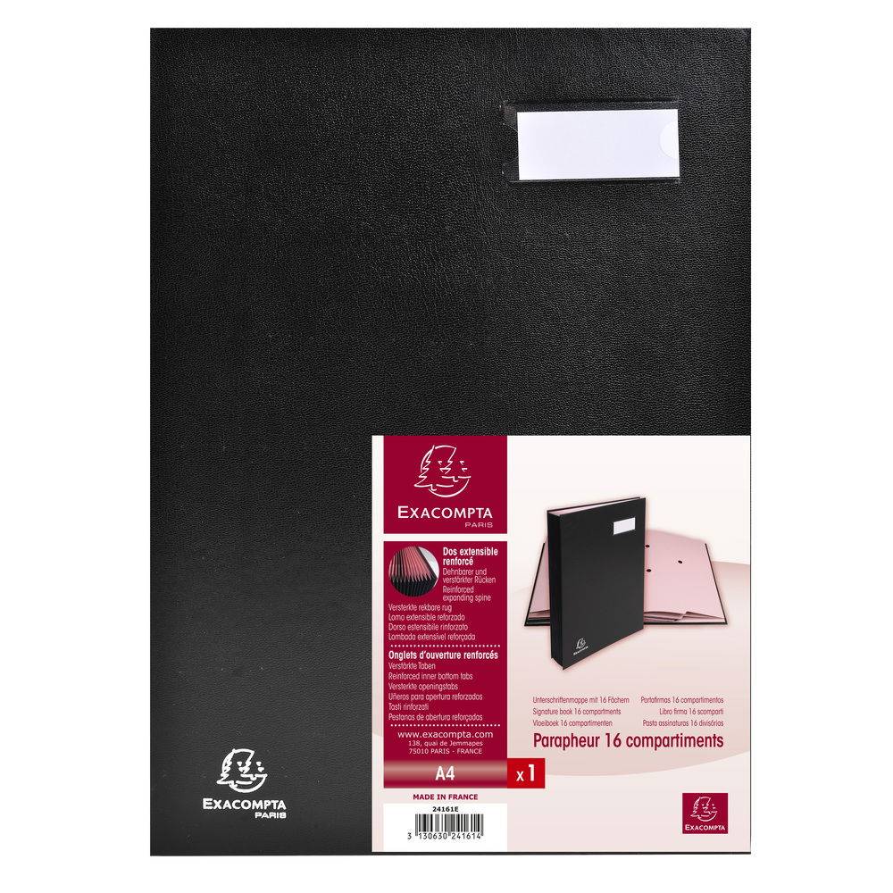 Exacompta Unterschriftenmappe Direktion, 16 Fächer, 24x32cm - Schwarz - 24161E