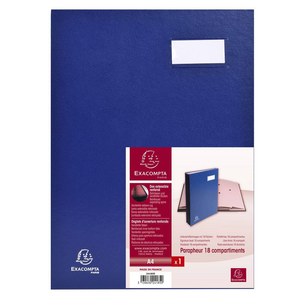 Exacompta Unterschriftenmappe Direktion, 18 Fächer, 24x32cm - Blau - 24185E