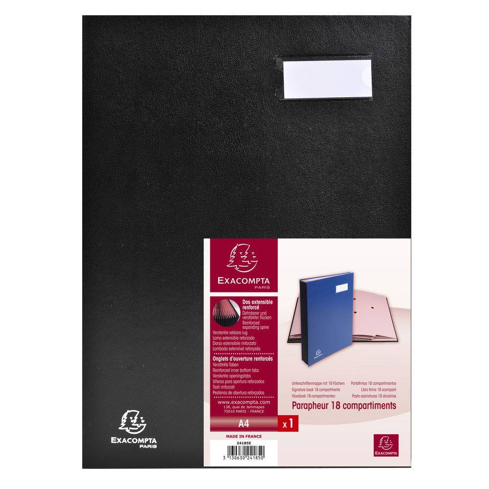 Exacompta Unterschriftenmappe Direktion, 20 Fächer, 24x32cm - Schwarz - 24211E