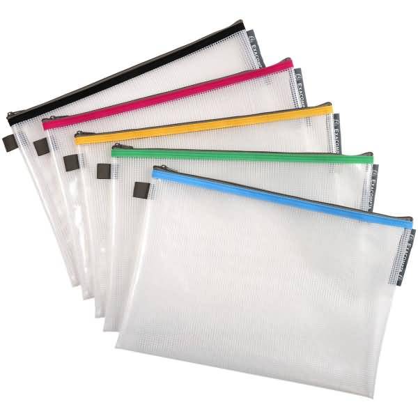 Reißverschlusstasche A4 farbig sortiert