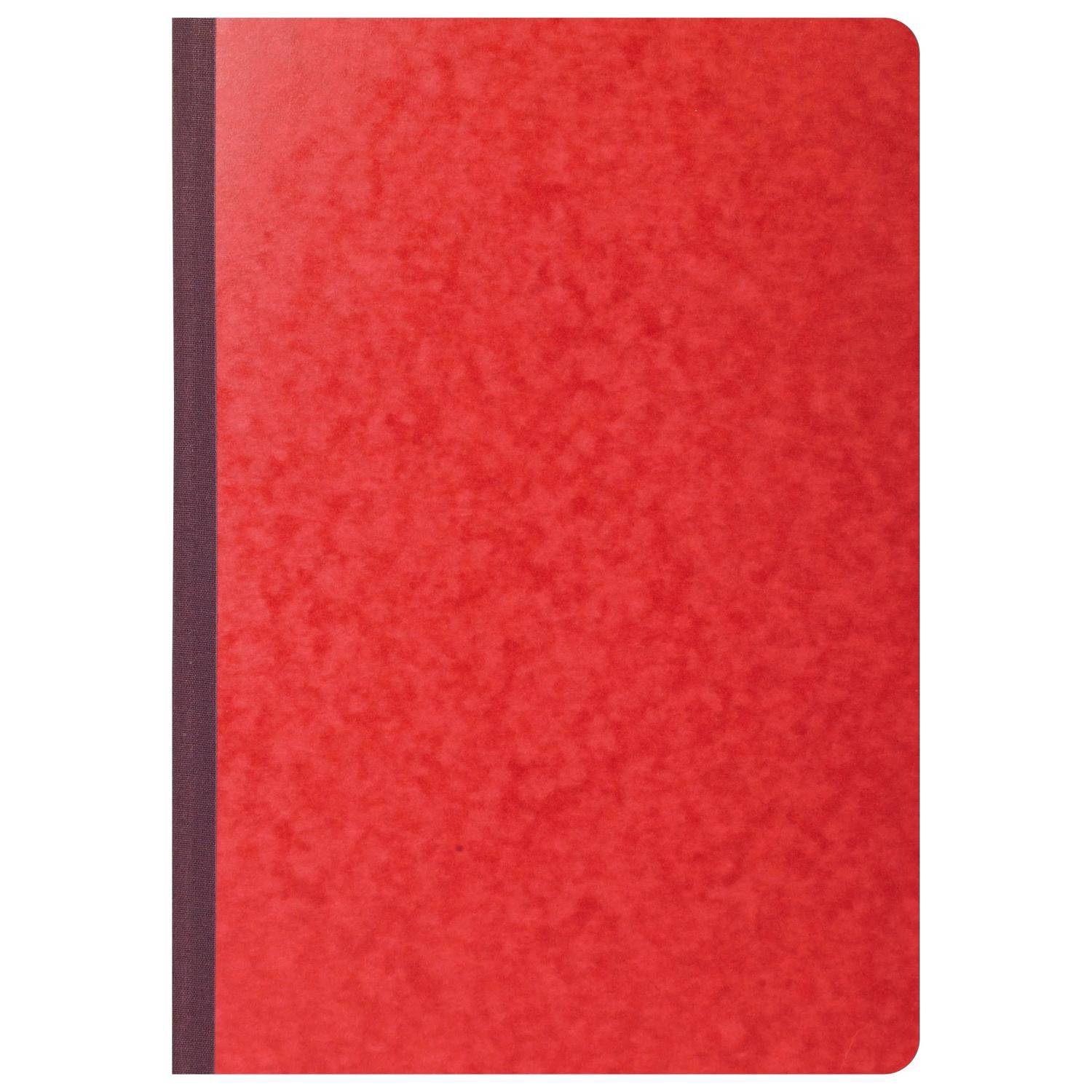 Einfaches rotes Hardcover-Notizbuch oder Buch mit dunklem Rücken und abgerundeten Ecken auf weißem Hintergrund.