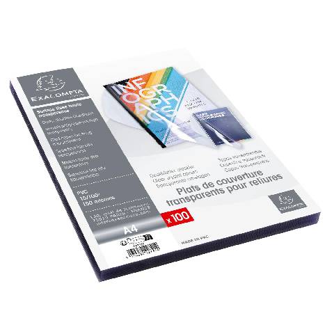 Exacompta 100er Pack Einbanddeckel aus PVC 150µ, für DIN A4 - Kristall - 42741E