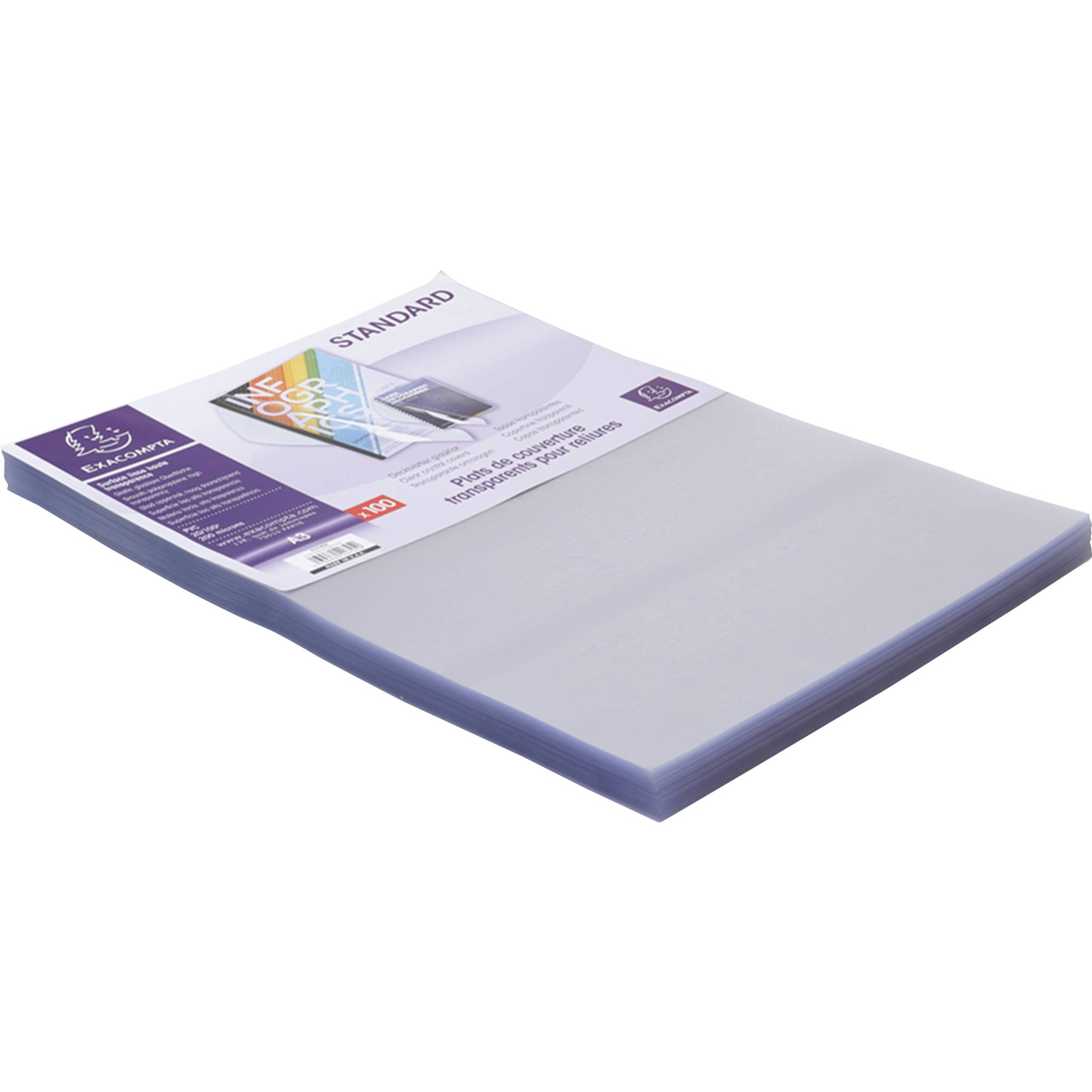 Exacompta 100er Pack Einbanddeckel aus PVC 200µ, für DIN A3 - Kristall - 42745E