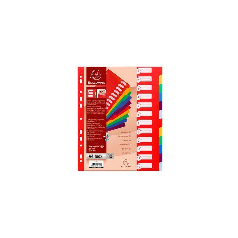 EXACOMPTA Kunststoff-Register, blanko, A4 Überbreite, 12-