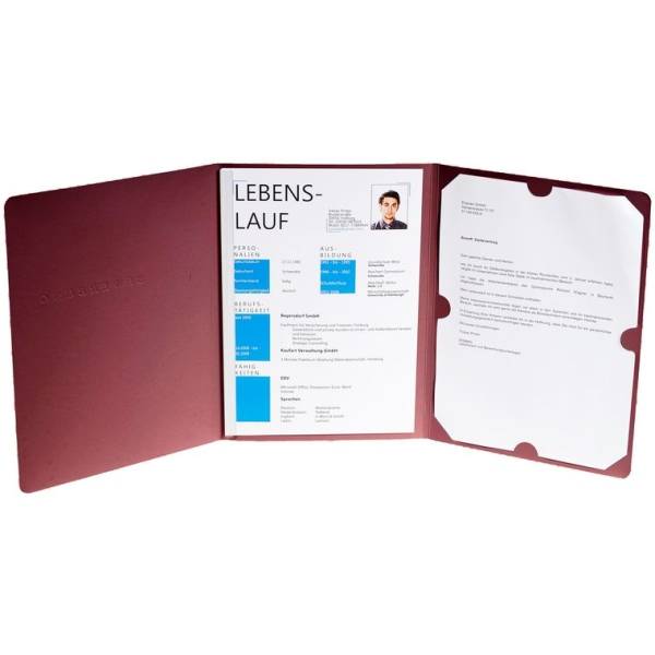 Bewerbungsmappe 3-teilig 1 Klemme Leinenstruktur bordeaux
