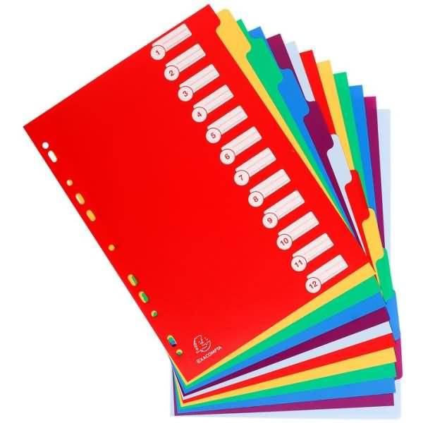 Register A4 PP blanco 12-teilig farbig