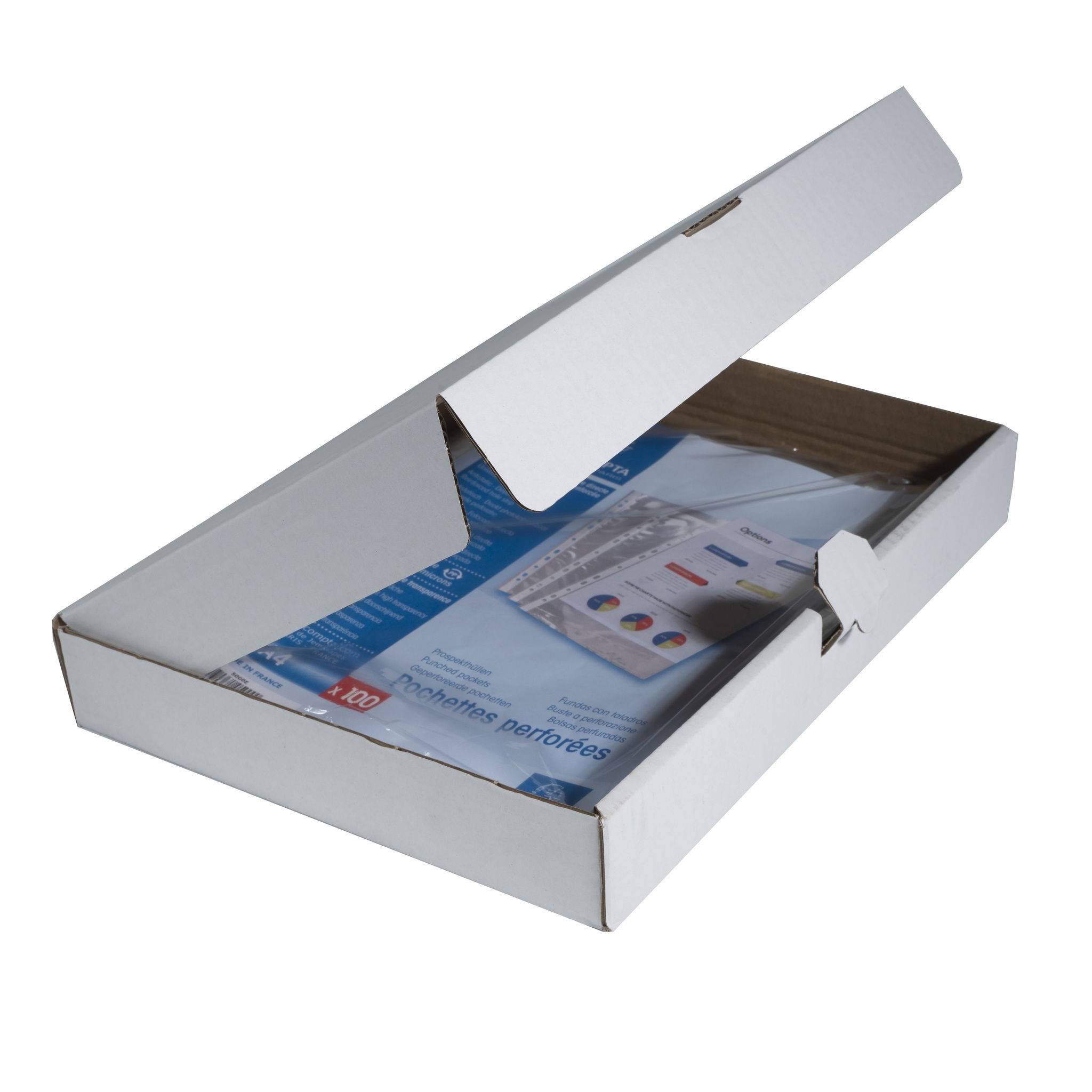 Exacompta Karton + 100 Prospekthüllen A4, glattem PP 60µ, Kristall, 5000E