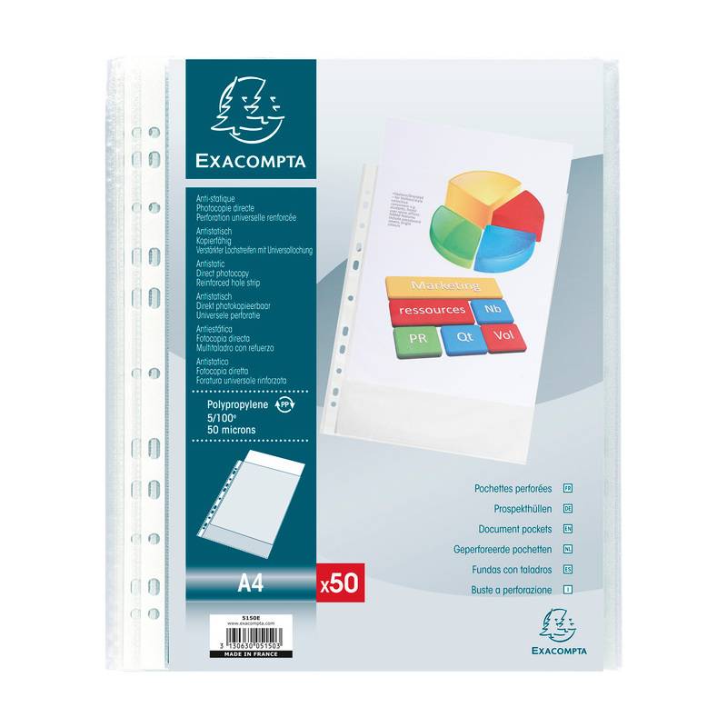 EXACOMPTA Prospekthülle, DIN A4, PP, genarbt transparent