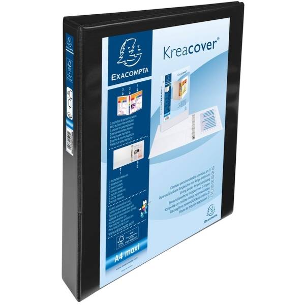 Präsentationsringbuch Kreacover A4 30mm 4 Ringe schwarz