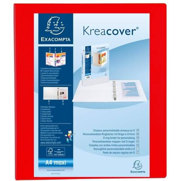 Präsentationsringbuch Kreacover A4+ 25mm 4 Ringe rot