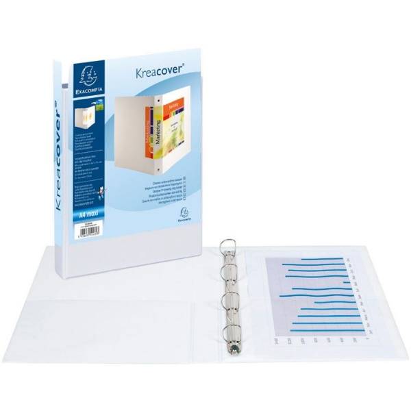 Präsentationsringbuch Kreacover A4 25mm 4 Ringe weiß