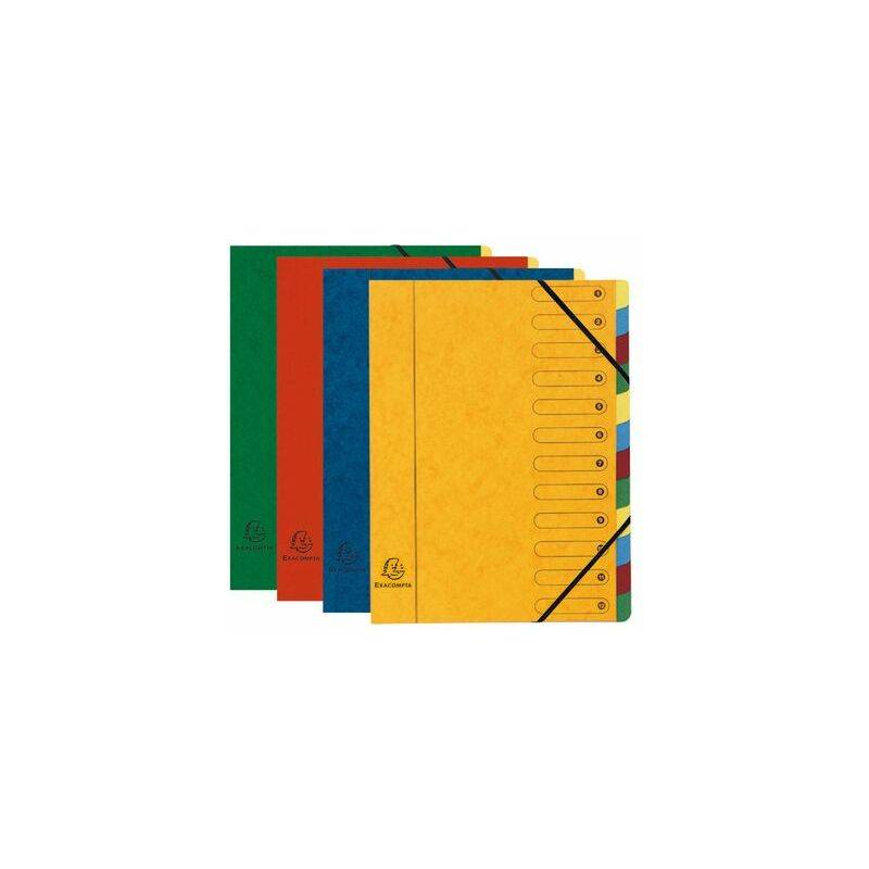 EXACOMPTA Ordnungsmappe Harmonika, Karton, 12 Fächer, farbig