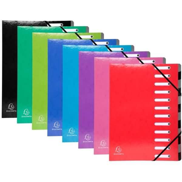 Ordnungsmappe Iderama A4 12 Fächer Karton farbig sortiert