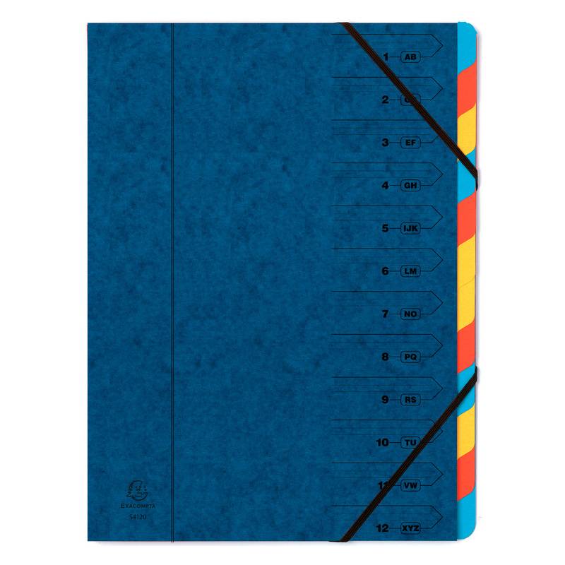 EXACOMPTA Ordnungsmappe, DIN A4, Karton, 12 Fächer, blau