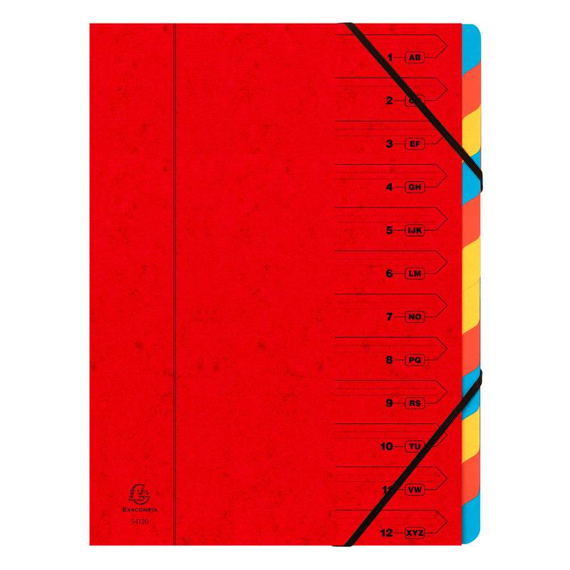 EXACOMPTA Ordnungsmappe, DIN A4, Karton, 12 Fächer, rot