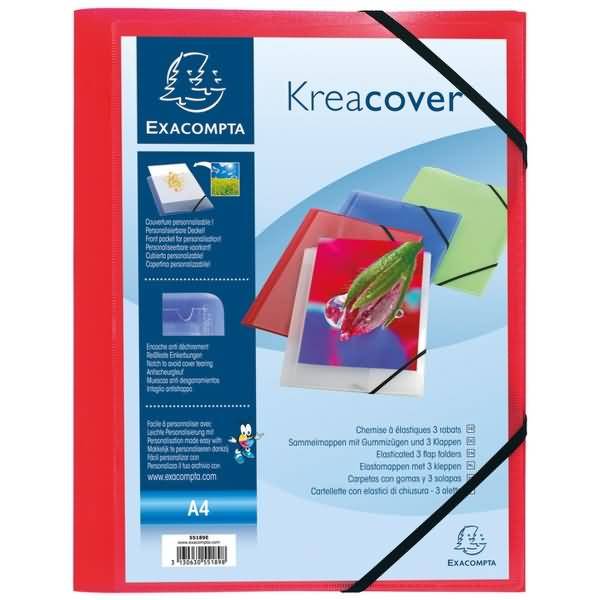 Eckspannmappe Kreacover A4 PP 500my transparent rot
