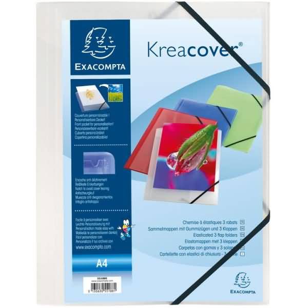 Eckspannmappe Kreacover A4 PP 500my transparent weiß