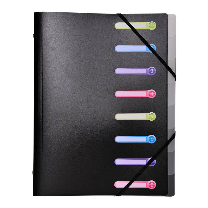 EXACOMPTA Ordnungsmappe, DIN A4, PP, 8 Fächer, schwarz