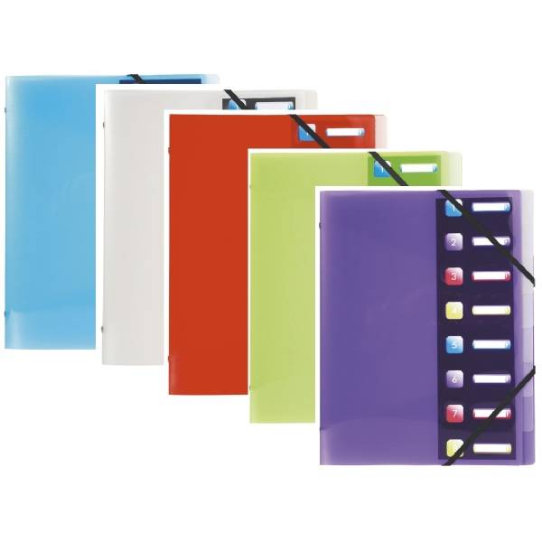 Ordnungsmappe Crystal Colours A4 PP 8-teilig farbig sortiert