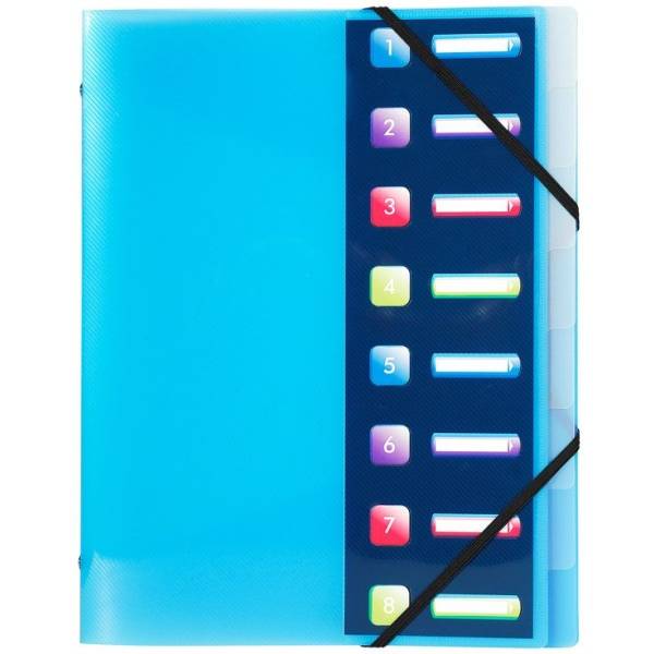 Ordnungsmappe Crystal Colours A4 PP 8-teilig farbig sortiert
