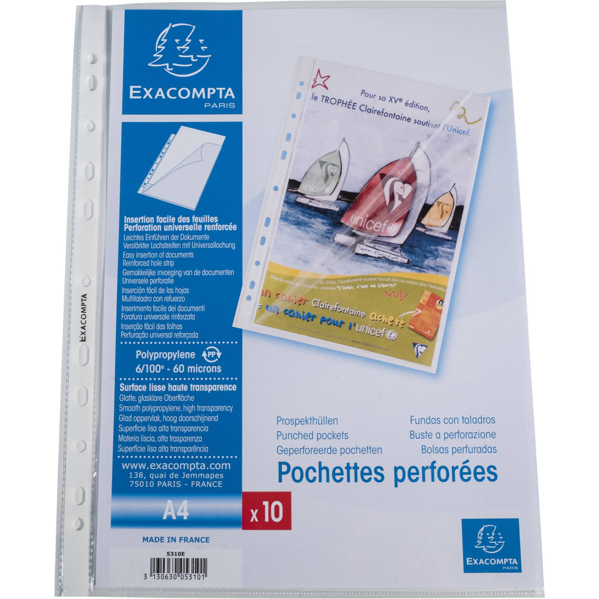 Exacompta 100x Prospekthüllen oben seitlich geöffnet glatt PP A4 Kristall 5800E