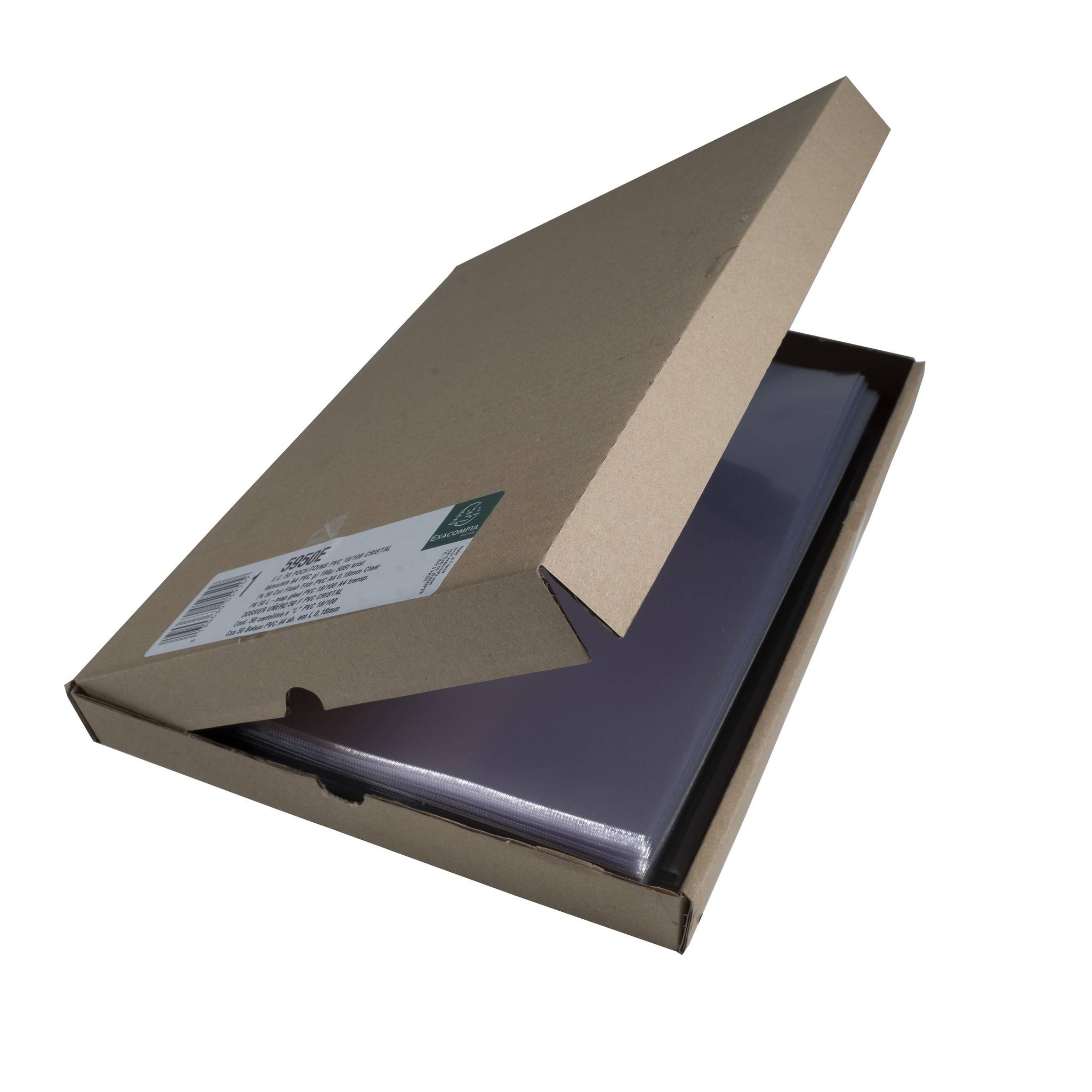 Exacompta Pack 50 Aktensichthüllen glatt PVC 180µ,DIN A4, Kristall, 5950E