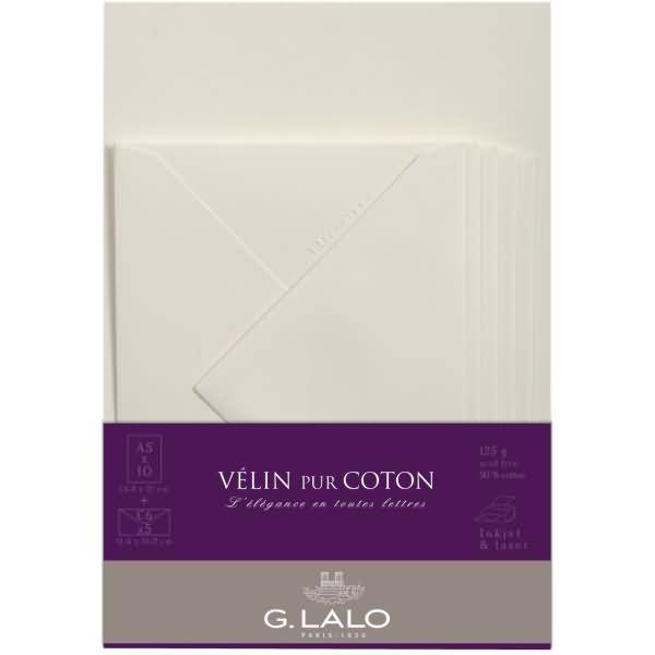 Korrespondenz-Set Velin pur Coton A5 VE=10 Blätter + 5 Umschläge creme