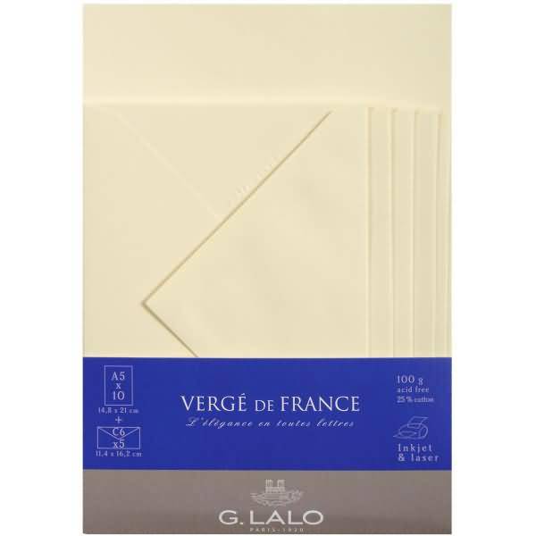 Korrespondenz-Set A5 VE=10 Blatt + 5 Umschläge elfenbein