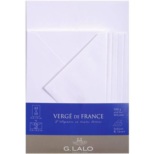 Korrespondenz-Set A5 VE=10 Blatt + 5 Umschläge extraweiß