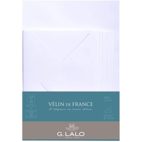 Korrespondenz-Set Velin de France A5 VE=10 Blatt + 5 Umschläge weiß