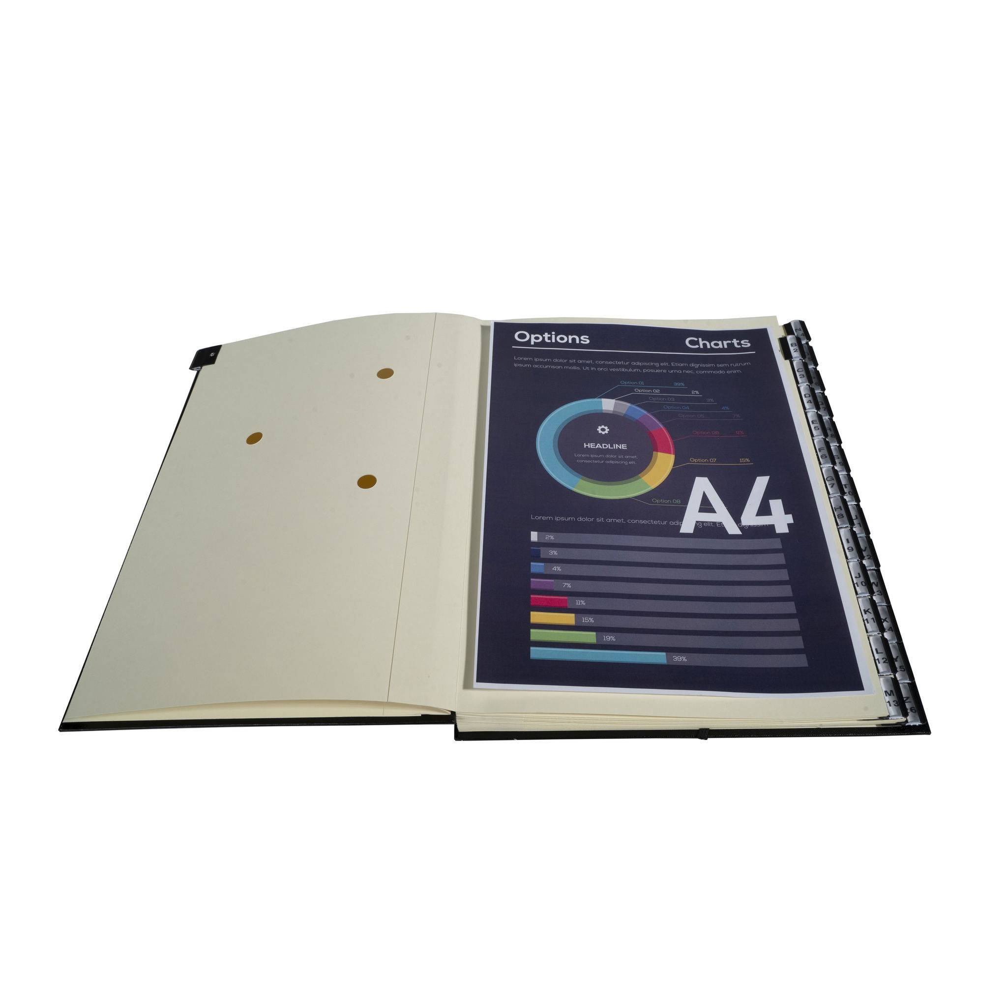 Exacompta Ordnungsmappe Deckel Gummizug dehnbar 26 Fächer A-Z A4 Schwarz 621765E