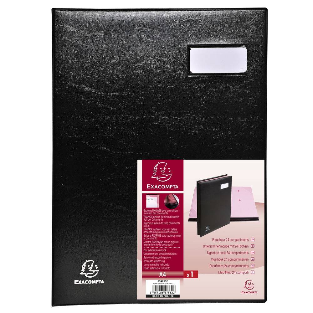 Exacompta Unterschriftenmappe L'Expanse 24 Fächer Format 24x32cm Schwarz 654765E
