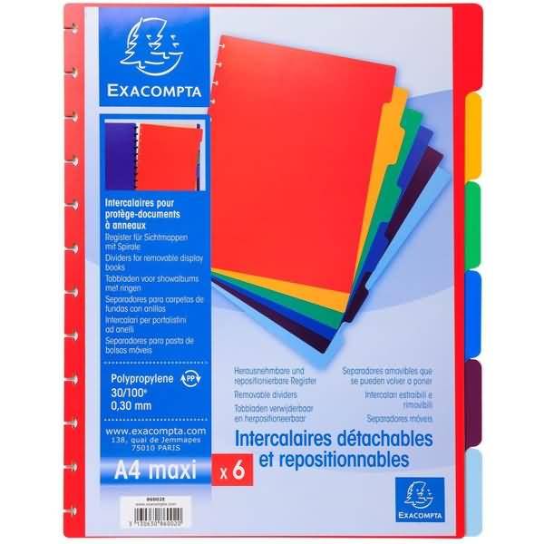 Register für Sichtbuch A4 PP mehrfarbig 6-teilig