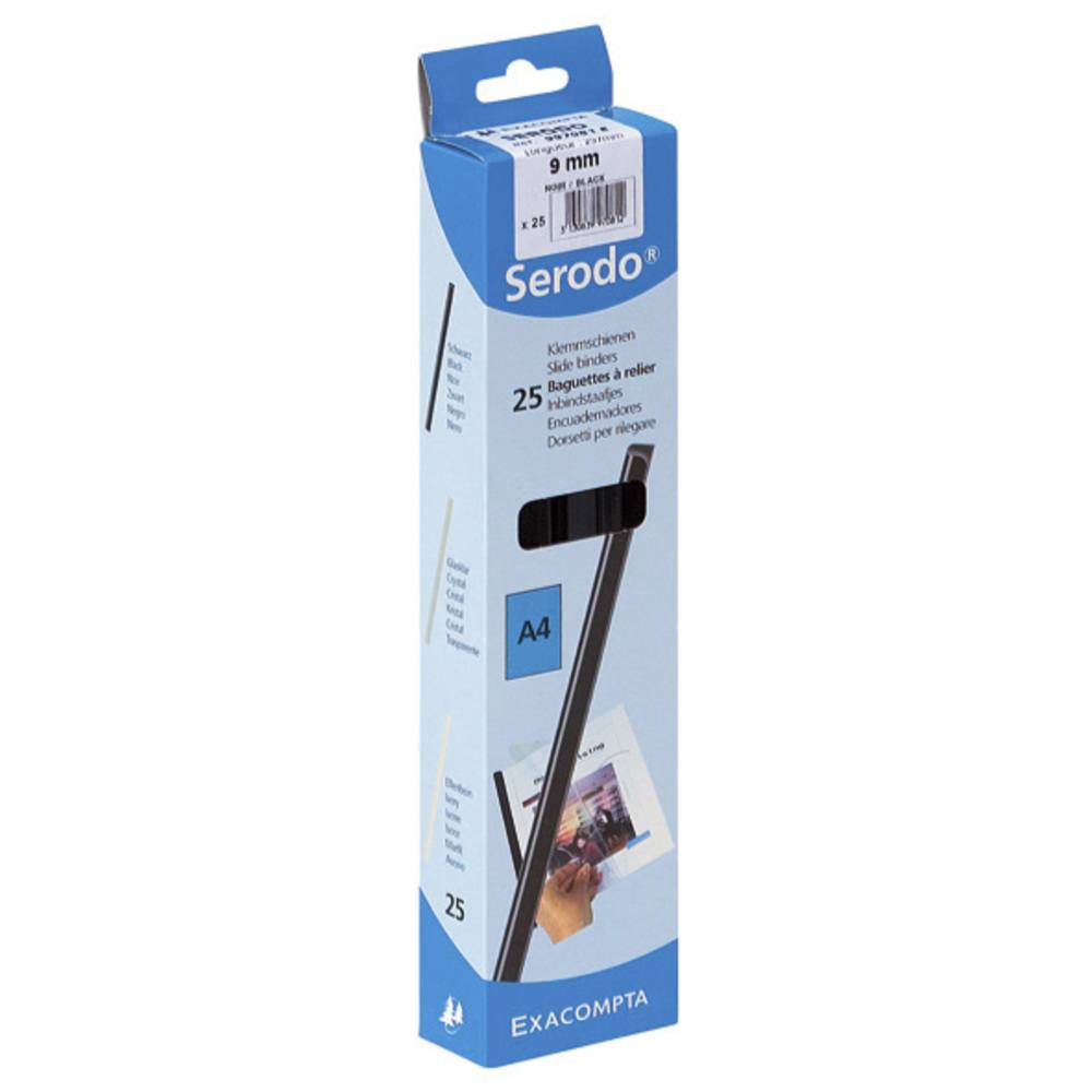 Exacompta 25 Stück Klemmschienen A4 90 Blatt Serodo 9mm Schwarz 997081E
