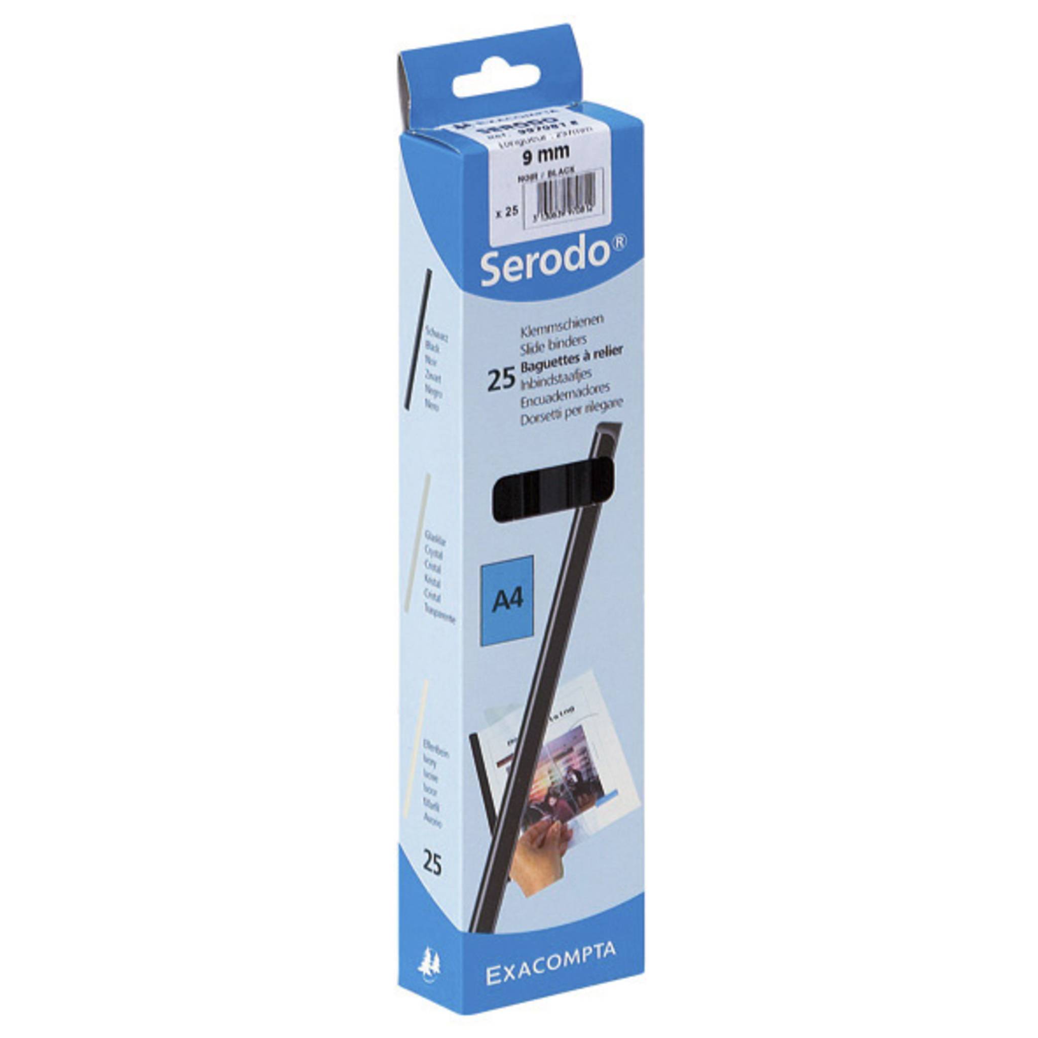 Exacompta 25 Stück Klemmschienen A4 90 Blatt Serodo 9mm Schwarz 997081E