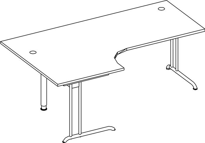 Schreibtisch Pro-B H720xB2000xT1200mm weiß Winkelf.R/L Kufe