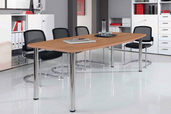 Konferenztisch B2200xT1030xH720-740 Nussbaumdekor m.verchromten Tischfüßen