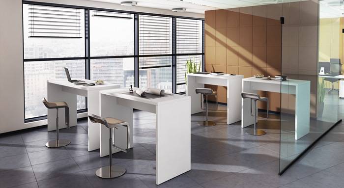 Stehtisch H1083xB1040xT500mm weiss zerlegt m.4 Kleiderhaken